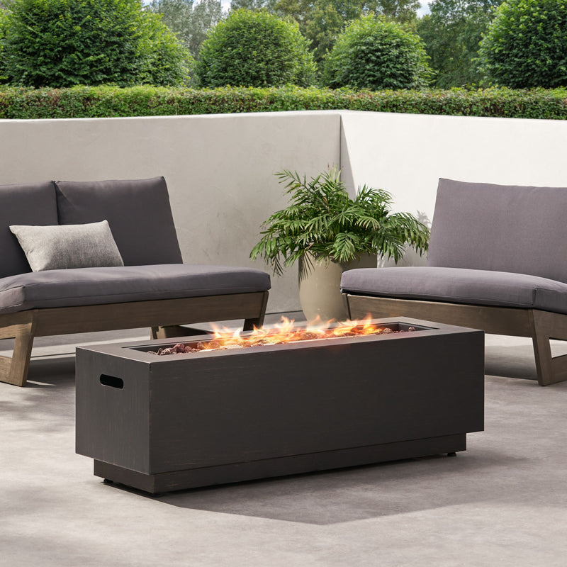 Modern Outdoor Iron Propane Fire Pit, 50, 000 Btu, Sleek Design - Brown / Gold