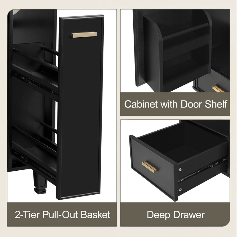 Bathroom Vanity With Sink, Deep Drawer, Door Shelf, 2 Tier Basket