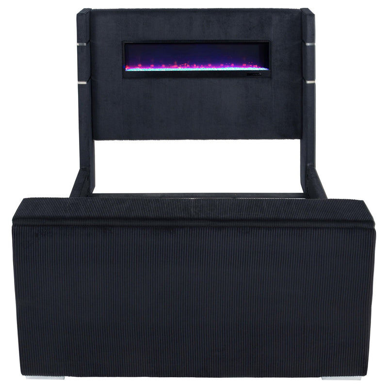Tisdall Eastern King Flame Visualizer Wingback TV Bed Black