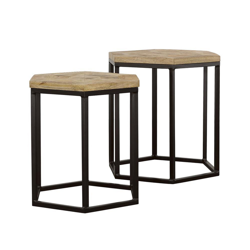 Adger 2-piece Hexagonal Nesting Tables Natural and Black
