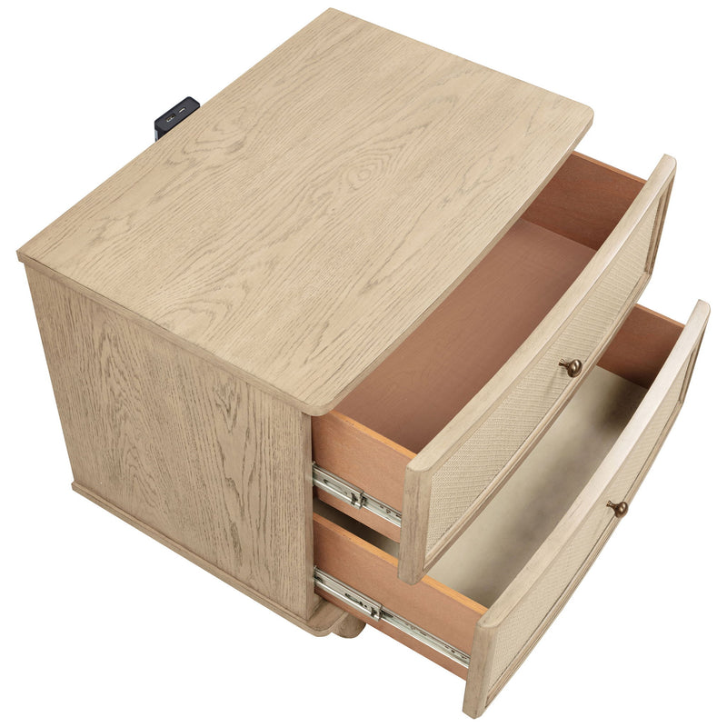 Kimpton - 2 Drawer Nightstand With USB Charging Ports - Beige