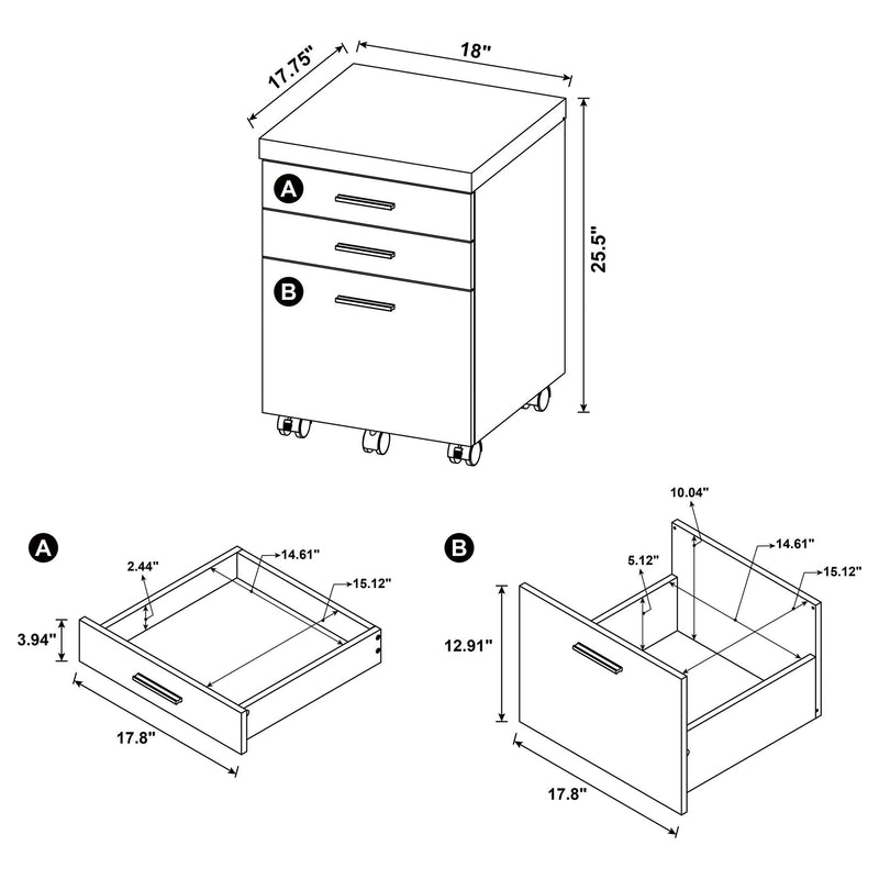 Ulloa - L Shape Desk With Mobile File Cabinet - Cappuccino
