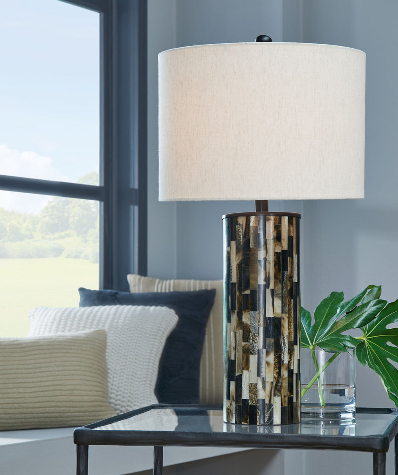 Ellford - Poly Table Lamp - Black / Brown / Cream