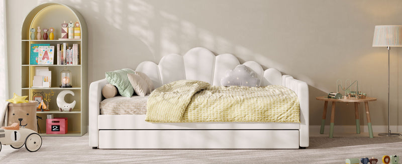 Shell Shaped Upholstered Daybed Frame With Slats