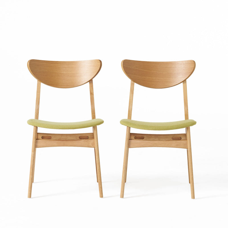 Contemporary Fabric Dining Chair With Wood And Sleek Design - Green