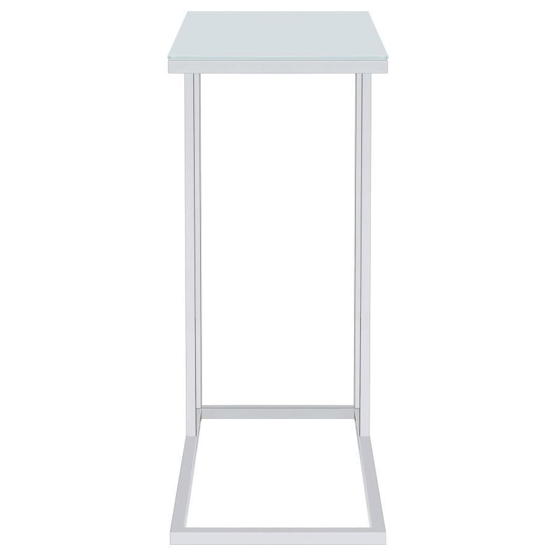 Stella - Glass Top C-Shaped Sofa Side Table - Chrome