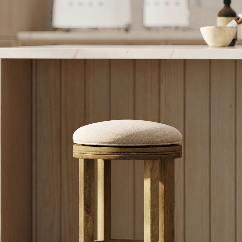 Backless Swivel Stool With Upholstered Seat