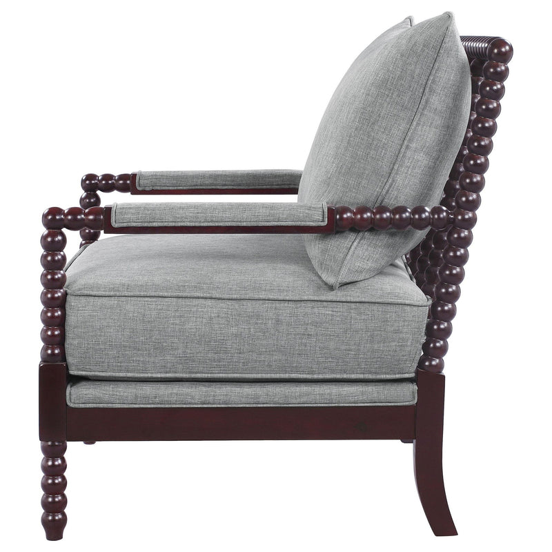Blanchett Upholstered Bobbin Accent Chair Grey and Cappuccino