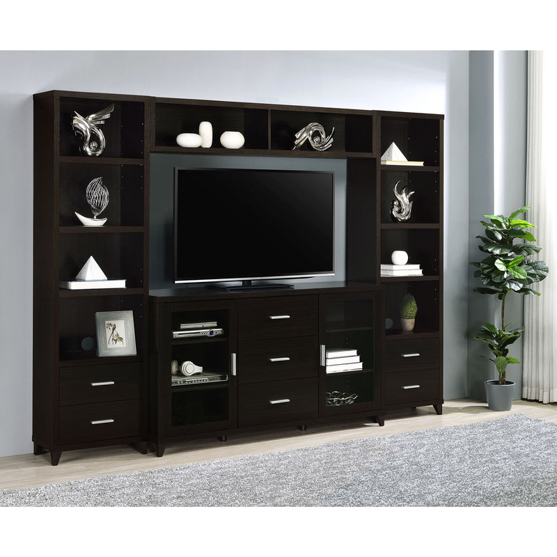 Media Tower With And Drawer With Adjustable Shelves Handles - Brown