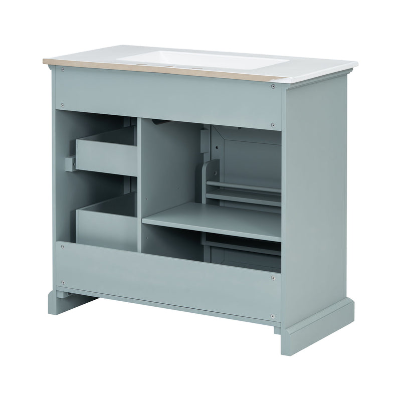 36" Bathroom Vanity With Sink, 2 Tip-Out Drawers, Soft Close Hinges