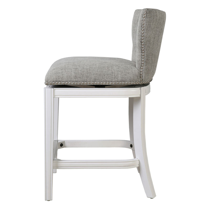 Upholstered Swivel Stool With Back