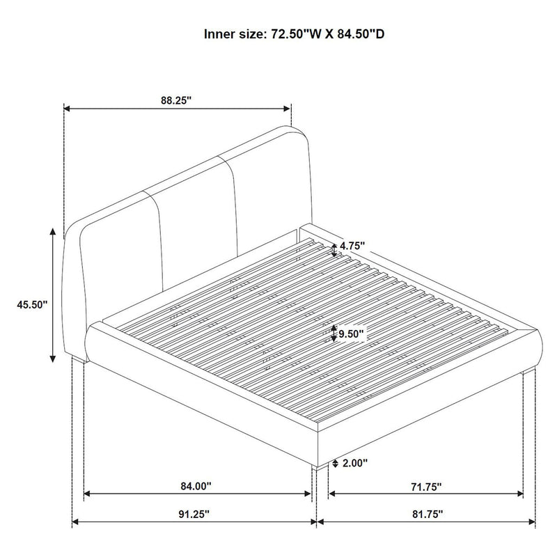 Mokena 46-inch Upholstered California King Platform Bed Brown
