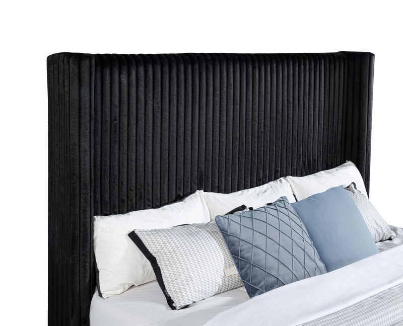 Centergrove Upholstered Eastern King Wingback TV Bed Black