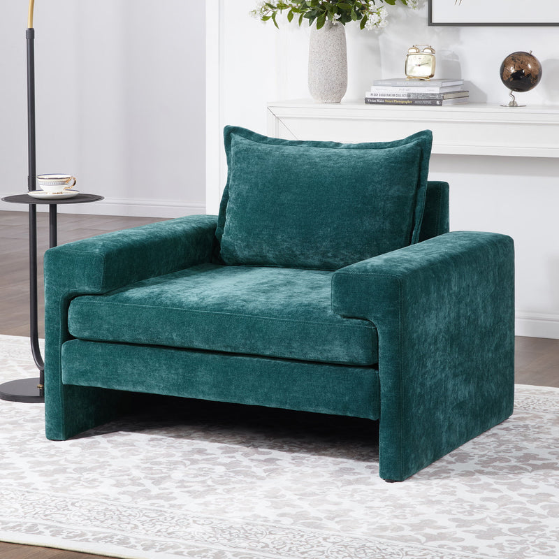Upholstered Accent Chair With Wide Armrests And Ergonomic Back Support