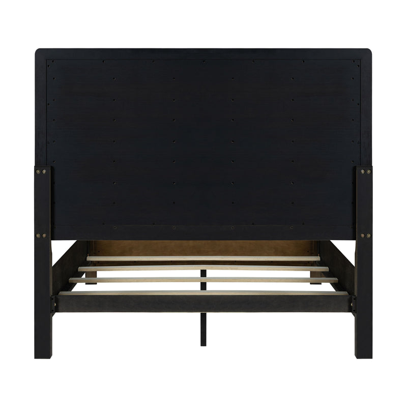 Panel Bed Frame With Unique Headboard And Included Slats