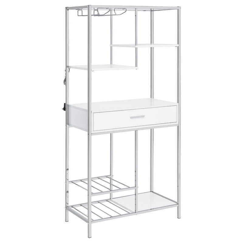 Draper - 5 Shelf LED Wine Cabinet With Pull Out Drawer - Gloss White