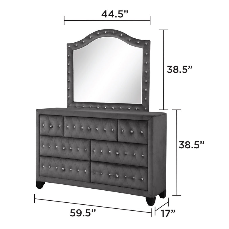 Sophia - Tufted Mirror - Gray