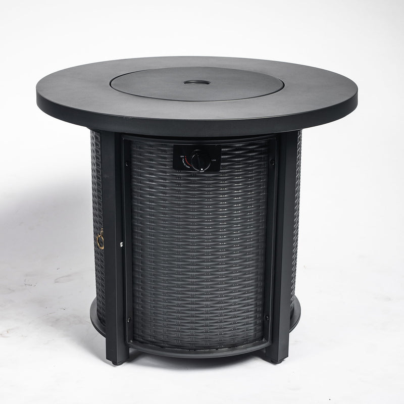 Propane Round 40000Btu Fire Pit Table - Black