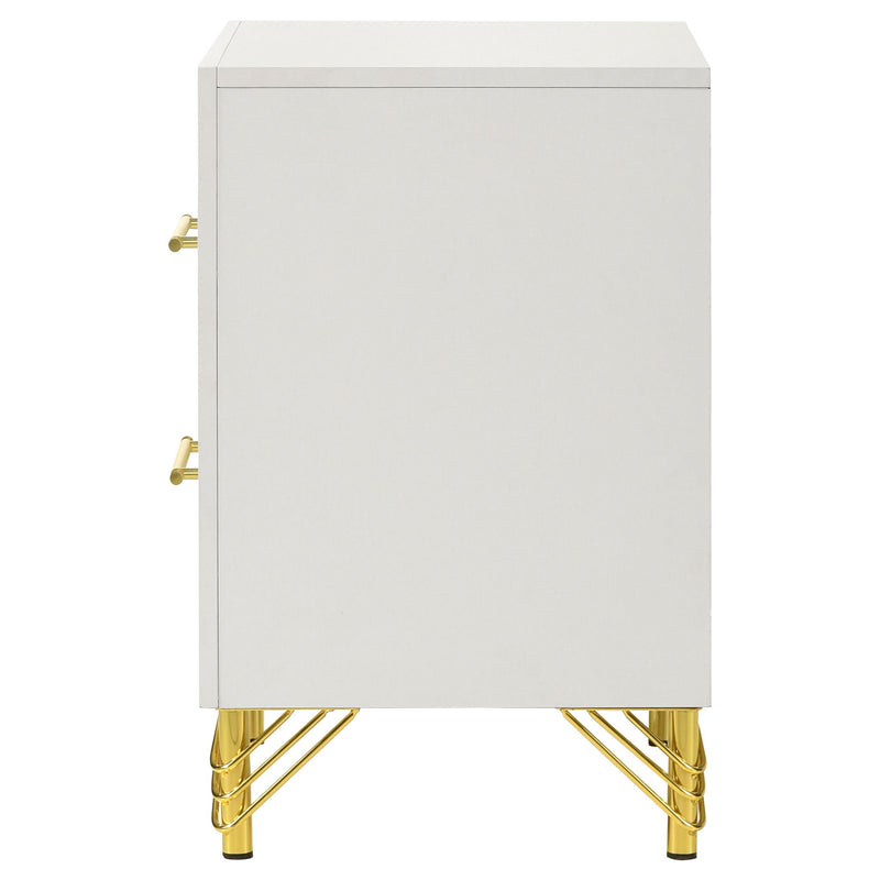 Chesney - 2 Drawer Nightstand With Trim, Bedroom Side Table - White