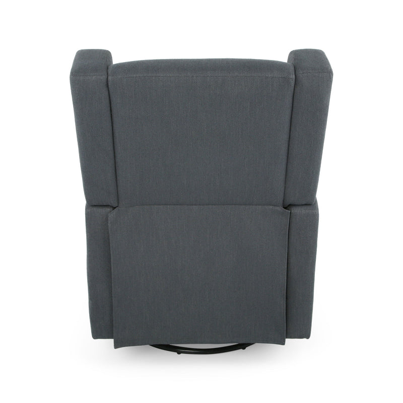 Landau - Contemporary Fabric Upholstered Swivel Recliner - Charcoal