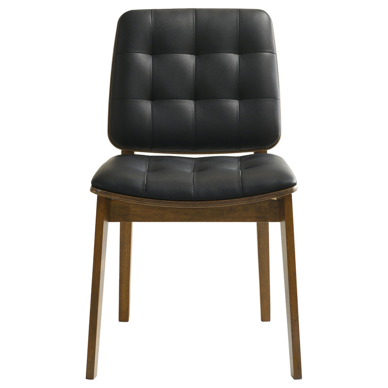 Tufted Back Dining Chairs With Tufted Upholstered Seats And Tapered Legs (Set of 2) - Black