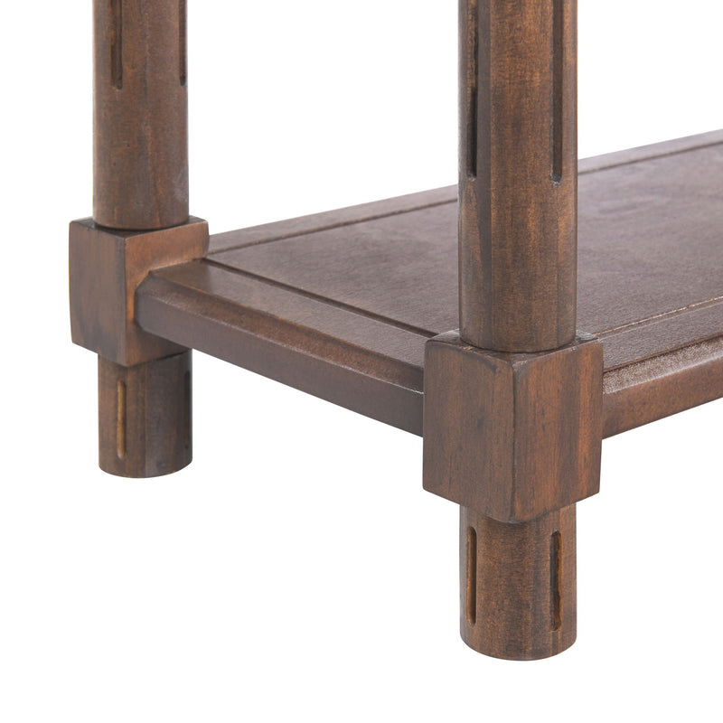 Narrow Side End Tables With Shelf (Set of 2) - Chestnut