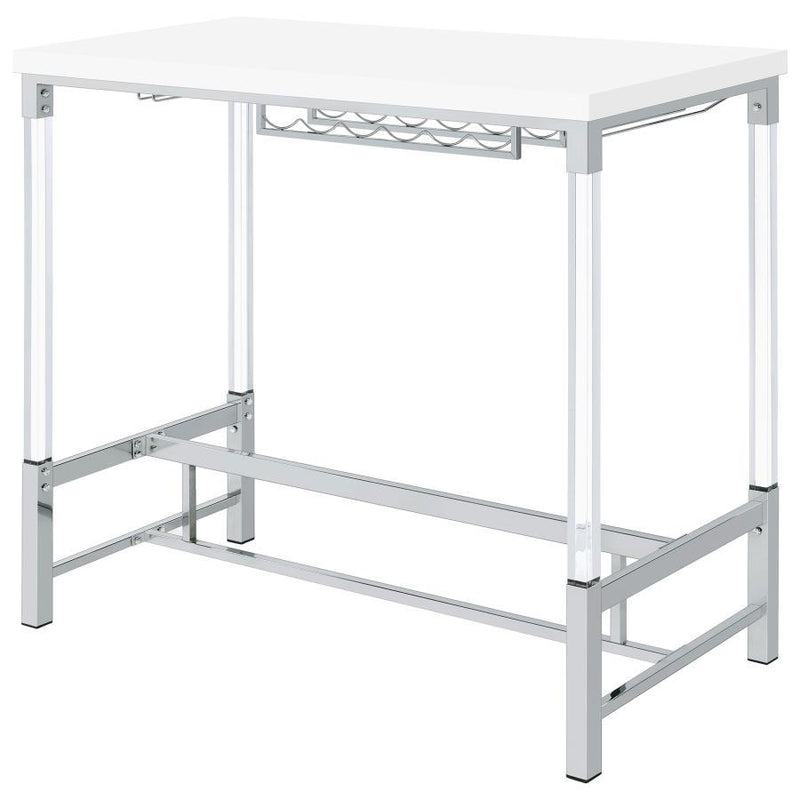 Norcrest - Acrylic Leg Bar Table - White High Gloss