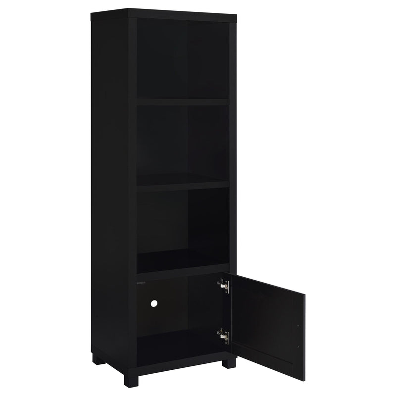 Sandl - 3 Shelf Media Tower With Cabinet Storage Solution - Black
