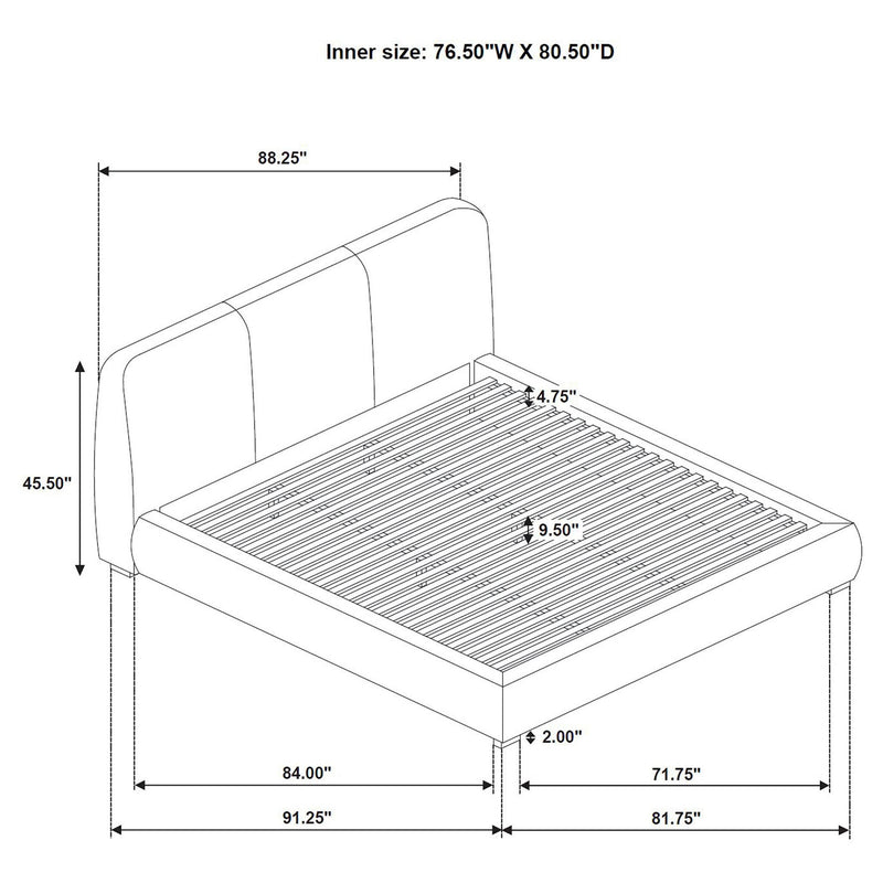 Mokena 46-inch Upholstered Eastern King Platform Bed Taupe