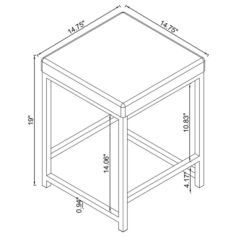 Afshan Upholstered Square Padded Vanity Stool Chrome