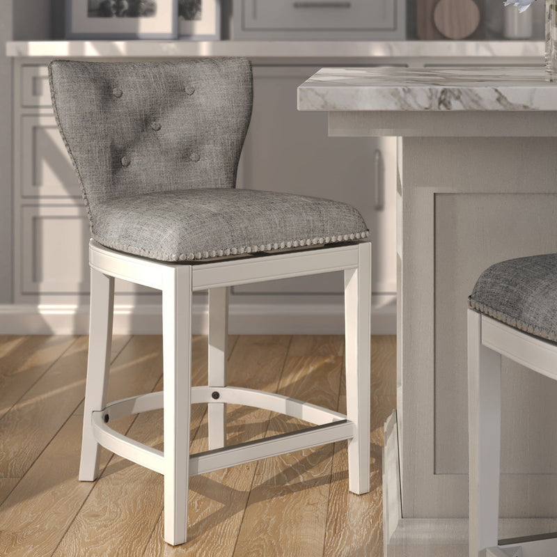 Upholstered Swivel Stool With Back