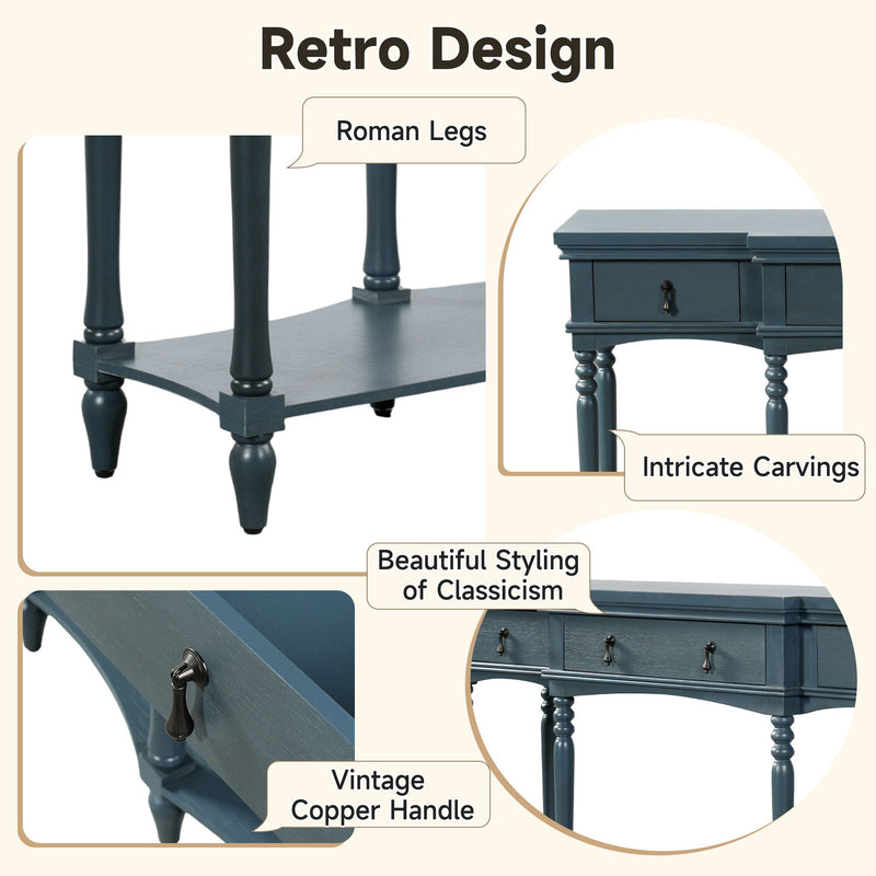 Retro Console Table With 3 Soft Close Drawers