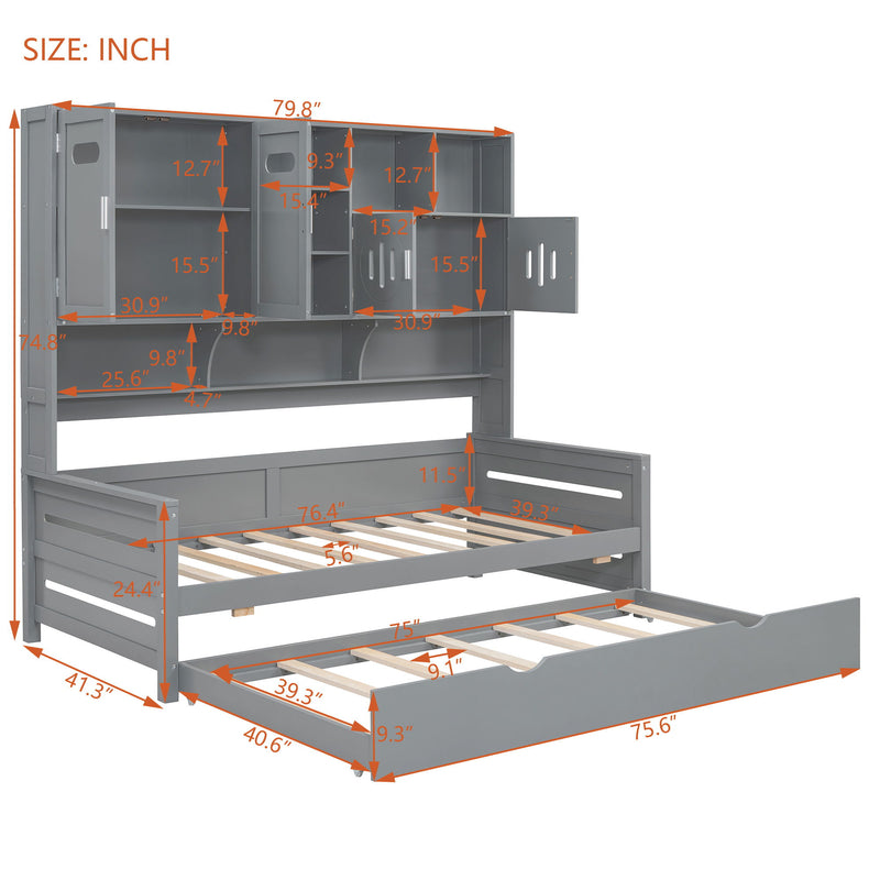 Daybed & All-In-One Cabinet And Shelf