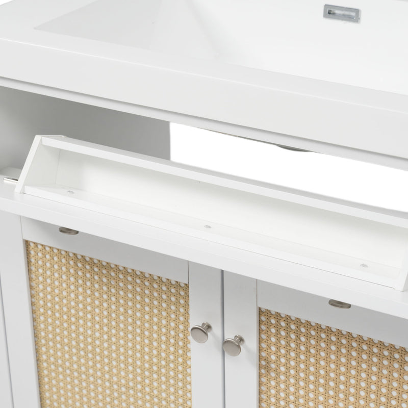 Bathroom Vanity With Double Sink, Large Storage Space - White