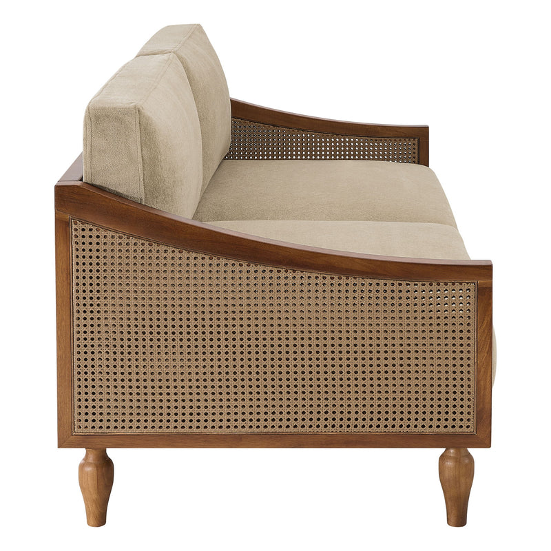 3 Seater Sofa With Rattan Armrests