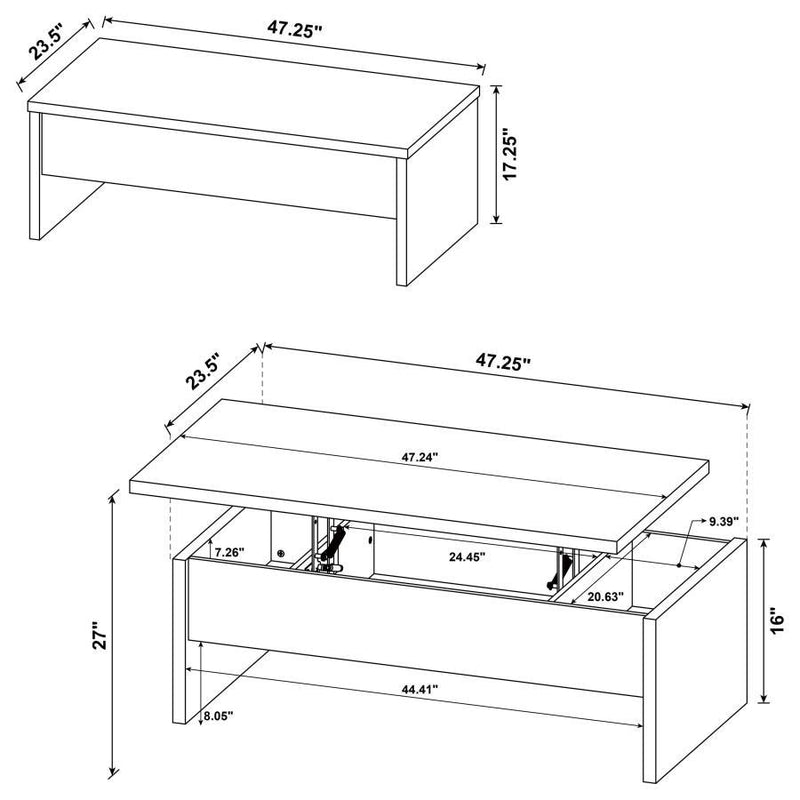 Canoga - Lift Top Cocktail Coffee Table Set - Mango