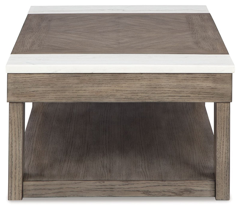 Loyaska - Lift Top Cocktail Table - Grayish Brown / White