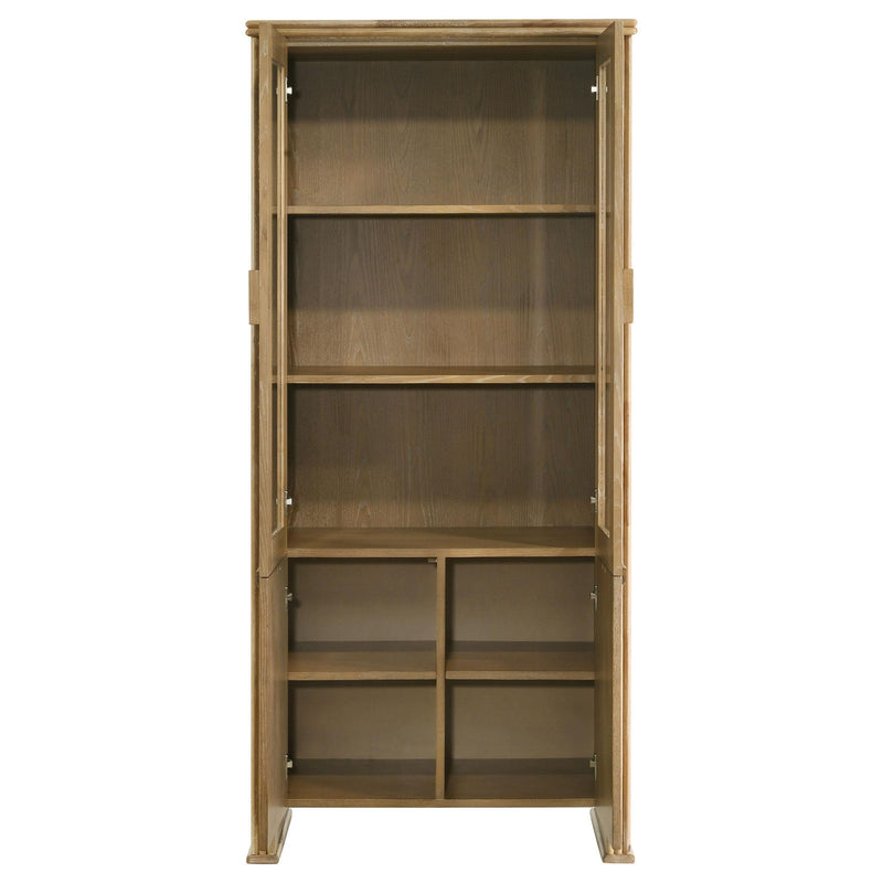 Adina 77-inch Tall Display Cabinet Distressed Light Brown