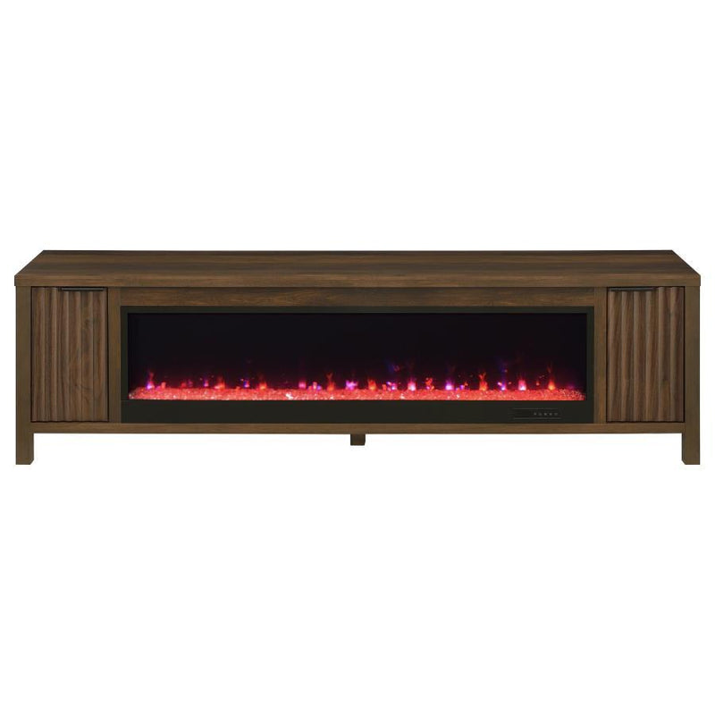 Carey - 79" TV Stand Fireplace Media Console - Dark Pine