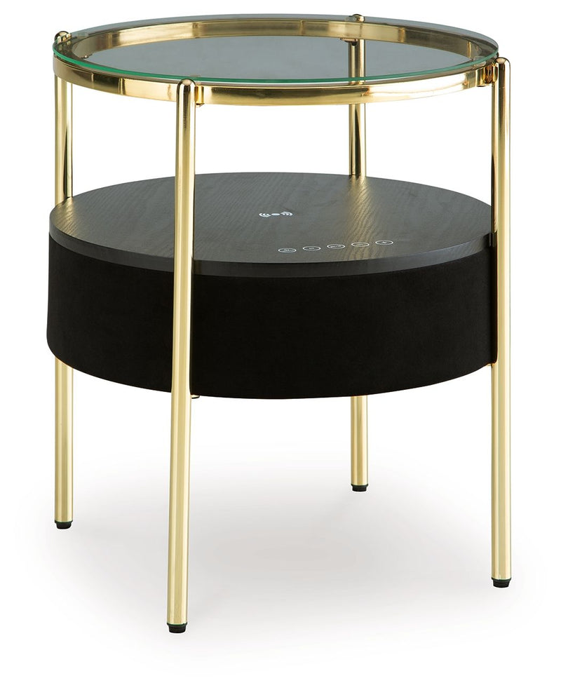Nedman - Accent Table With Speaker - Black / Gold Finish