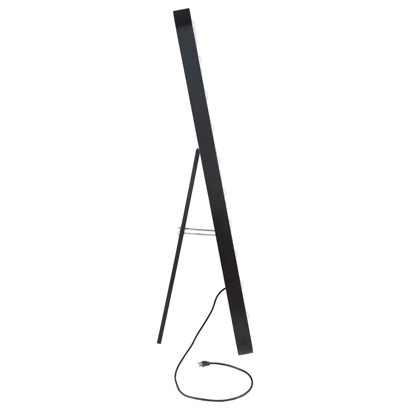 Villancourt - LED Standing Mirror With Speakers - Black
