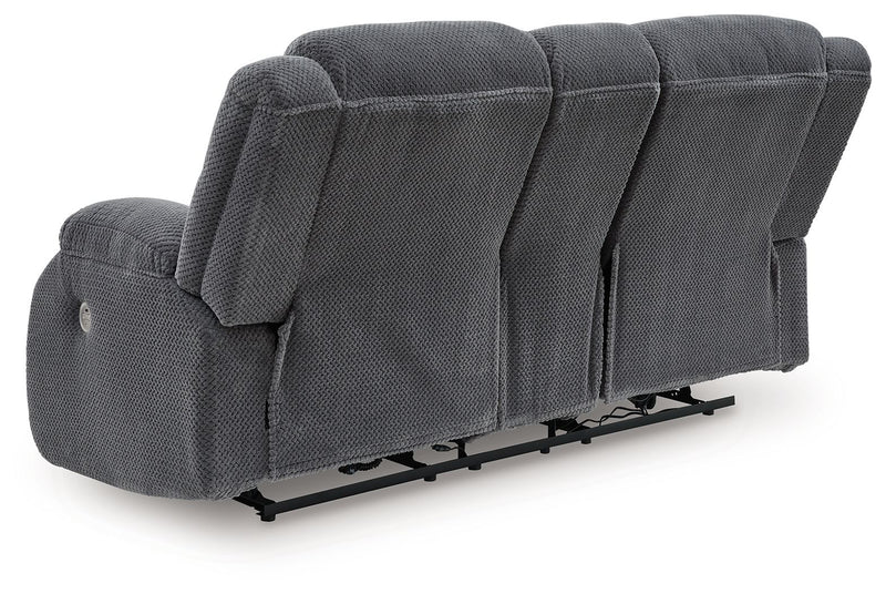 Observation - Double Reclining Power Loveseat With Console - Steel