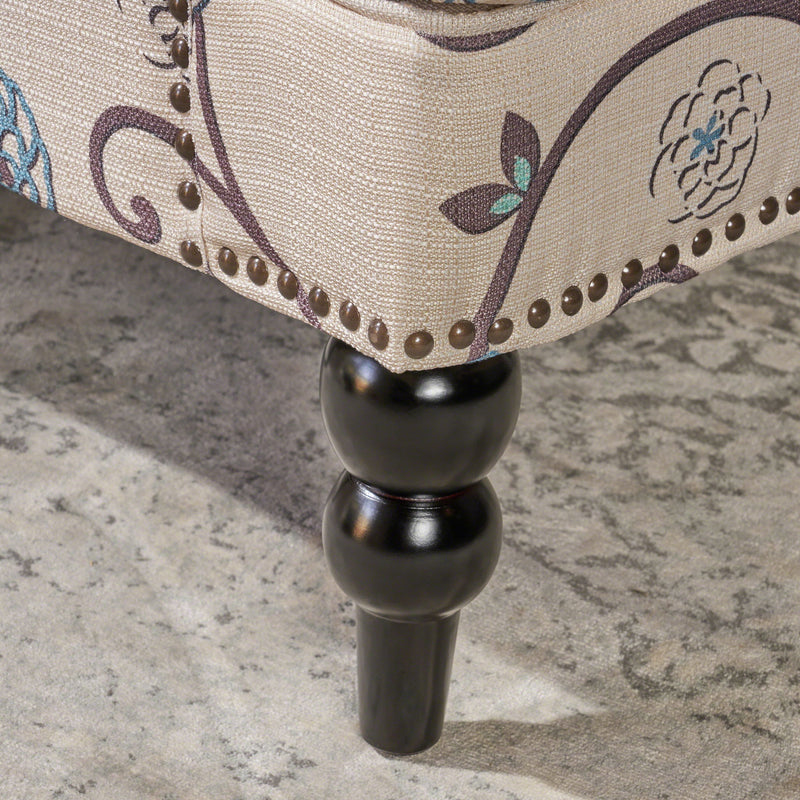 Vitality - Club Chair With Button Tufted Diamond Stitching And Turned Legs - Blue / White