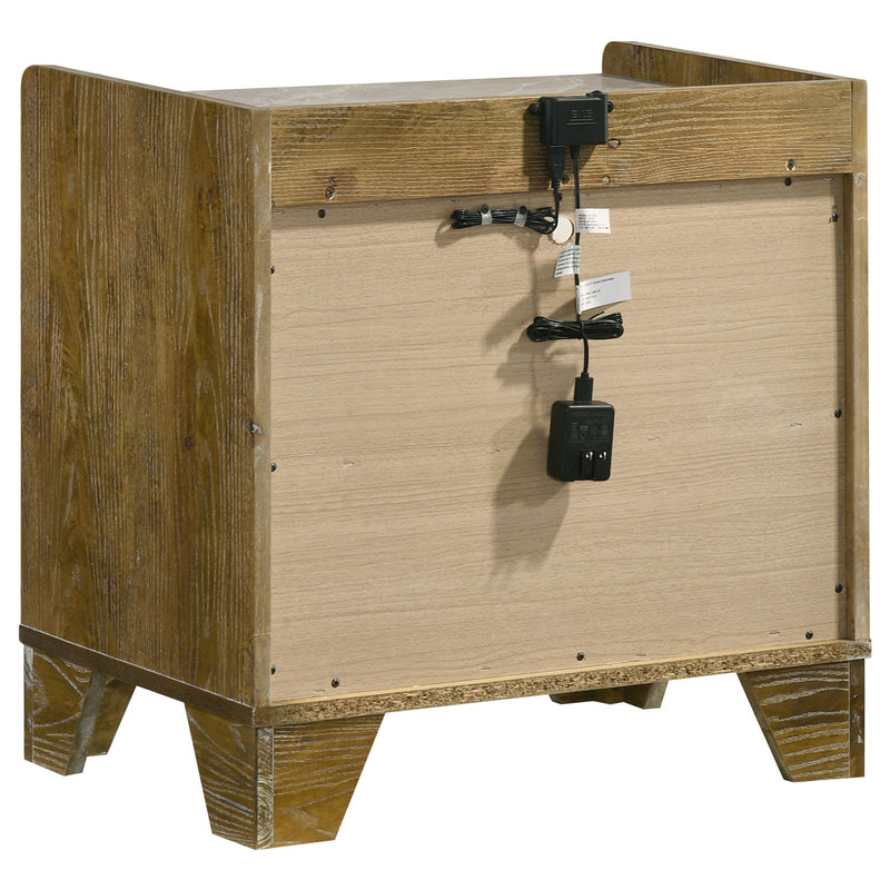 Packard - 1 Drawer Nightstand With LED Lighting And USB Charging - Oak