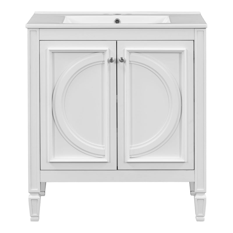 Double Sink Bathroom Vanity Set With Wall Mount Mirror Cabinet