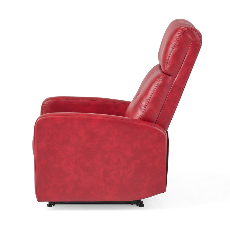 Contemporary Recliner Chair With Lever Mechanism - Red