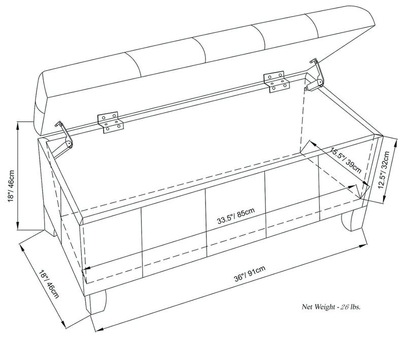 Dover - Storage Ottoman Bench - Tanners Brown