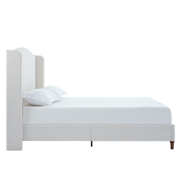 Hannah - Upholstered Wingback Bed Size / Tall Headboard Upholstered King Bed / Premium Textured Look / Minimalist Designs / No Box Spring Needed