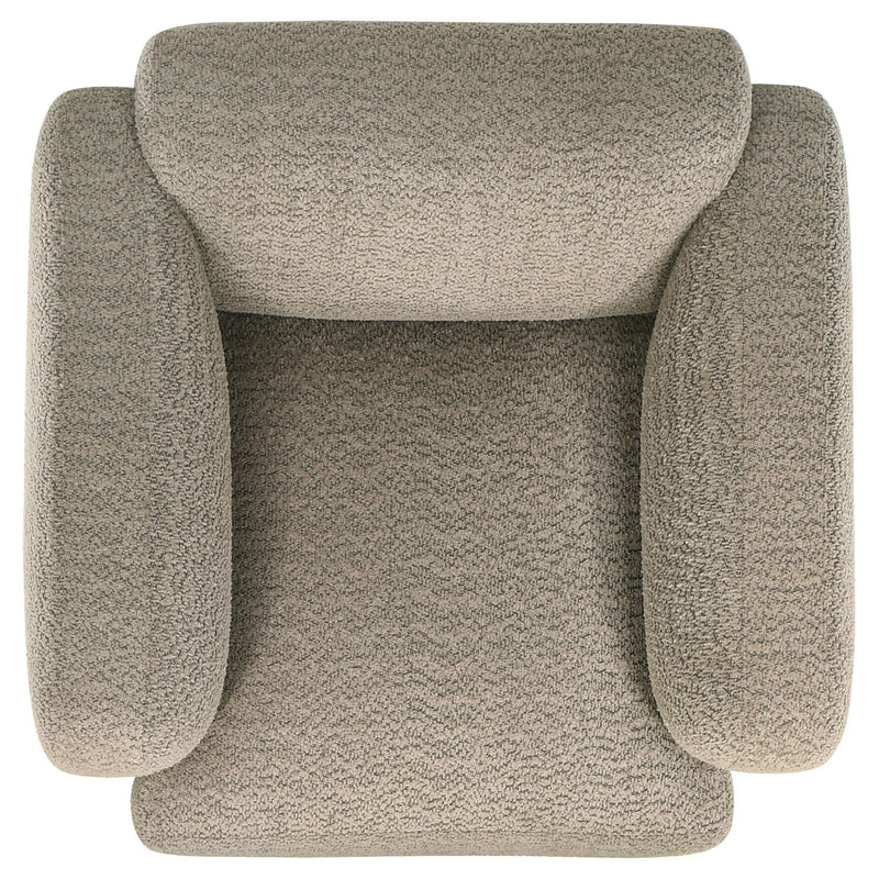 Dorset Fabric Upholstered Round Track Arm Accent Chair Brown