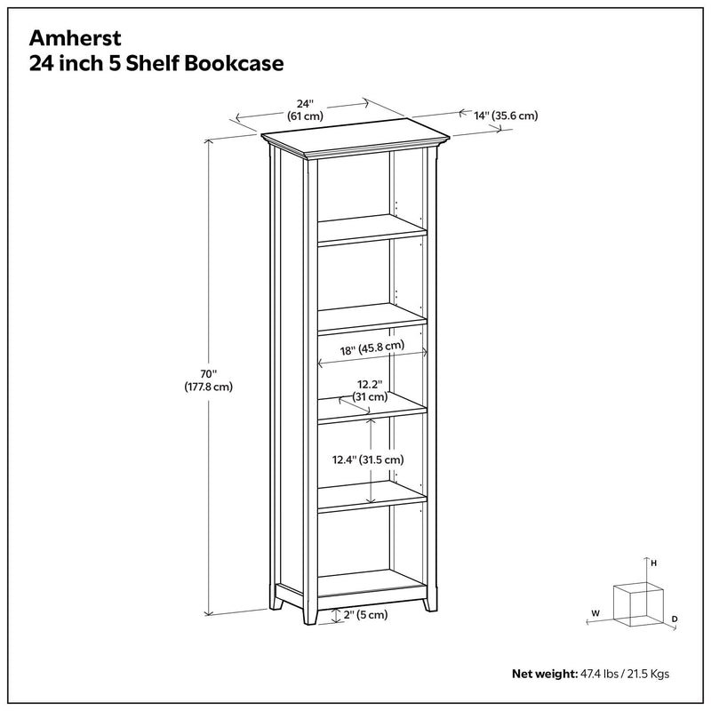 Amherst - 5 Shelf Bookcase, Handcrafted